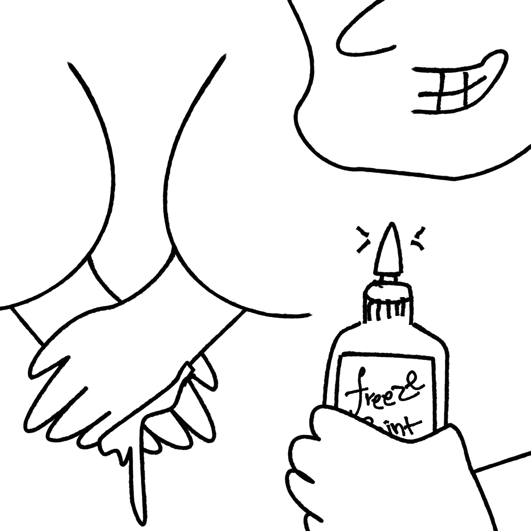 Freeze Point glue fixing Handala’s hands