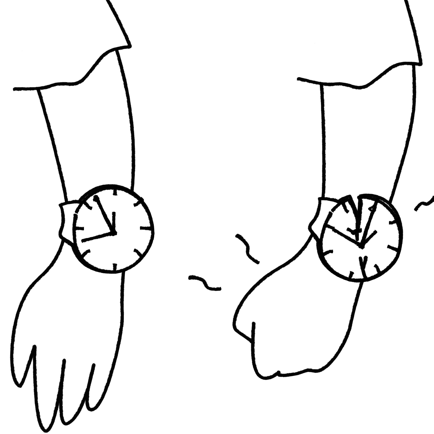 Two wrists wearing watches